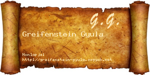 Greifenstein Gyula névjegykártya
